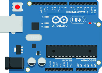 Arduino Uno board used for robotic coding training - obrazy, fototapety, plakaty