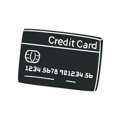 Credit Card Icon Silhouette Illustration. Money Plastic Bank Vector Graphic Pictogram Symbol Clip Art. Doodle Sketch Black Sign.