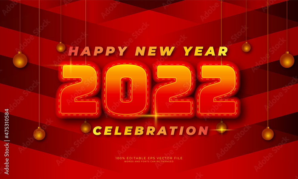 Fototapete new year greeting 2022 editable text effect vector background