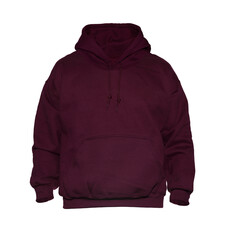 Blank hoodie sweatshirt color maroon on invisible mannequin template front view on white background

