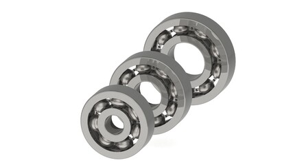 metal ball bearing 3D illustration isometric view white background
