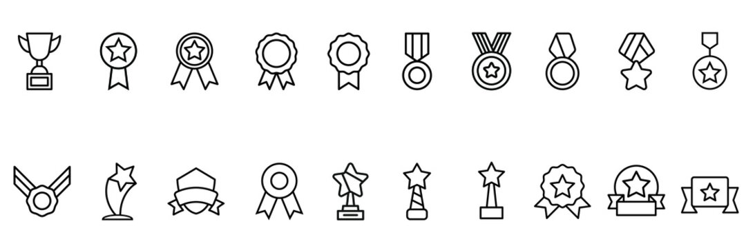 Awards icon vector set. trophy illustration sign collection. winner symbol.