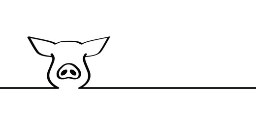 Pig line pattern for Bacon day. Drawing pigs animals farm silhouette symbol, pictogram. Vector pig swine idea. Piglets icon or sign
