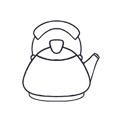 tea or coffee kettle drawing, vector illustration 