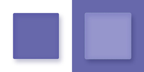 Abstract Very periwhite square geometric shapes with blurred shadows on lilac background for product presentation and promotional products. Flat lay, copy space, Color of the year 2022