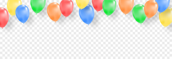 Vector set of festive balloons. Balloons PNG, colorful balloons, holiday, birthday.