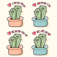 cute cactus themed valentine and romantic sticker