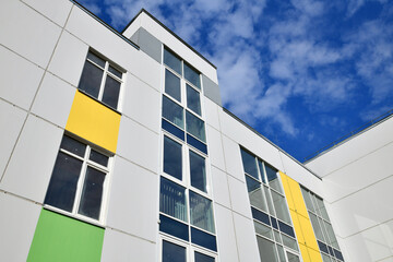 new multi-storey building with windows and modern decoration