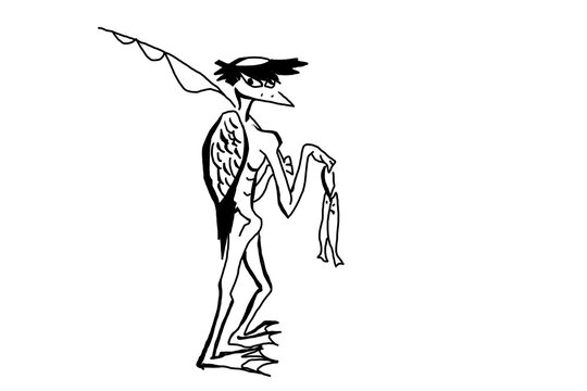 河童　Japanese monster kappa illustration