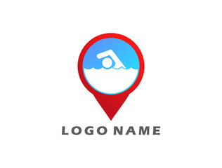 swimming pool logo template