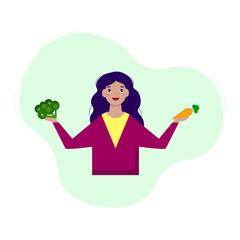 Healthy lifestyle. Girl. Proper nutrition. Diet. Vegetables.