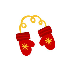 Doodle style winter mittens. Cute vector illustration for holiday decoration of cards, posters, concession products. Christmas and New Years element.