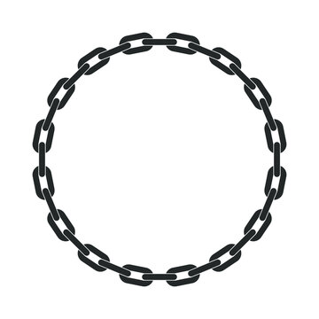 Circle frame from chain. Decorative element frame of chain. Template isolated on white background. Vector illustration