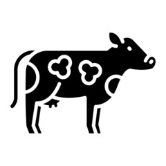 Cow Glyph Icon Animal Vector 