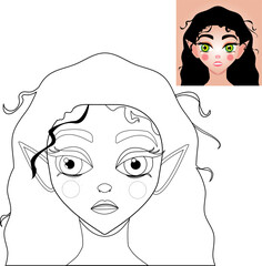 cool coloring page for kids cartoon character elf girl fairy