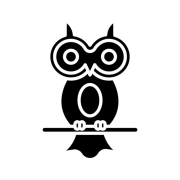 Owl Glyph Icon Animal Vector 