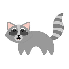 An angry cartoon raccoon. Cute characters art