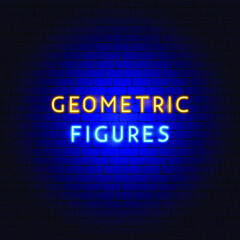 Obraz premium Geometric Figures Neon Text. Vector Illustration of Polygon Promotion.