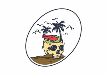 Illustration of skull and surf