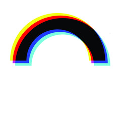 Glitch distorted rainbow . Blurred half circle .Minimal art design . Noise destroyed logo . Trendy defect error shapes . Glitched frame .Broken effect .vector 