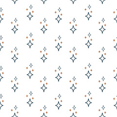 Fototapeta na wymiar Cute Holiday seamless pattern with blue stars on a white background. Christmas star. Ornament for gift wrapping paper, fabric, clothing, textiles, surface textures.