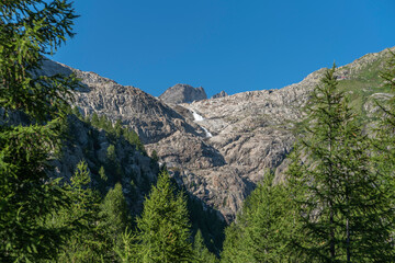 Obraz premium Massif of the Rhone Glacier near Oberwald in Valais