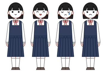 人物イラスト_女子高生表情セット