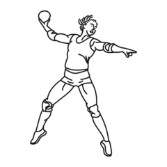 line art of woman posing stylishly playing handball
