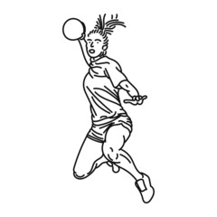 line art of woman posing stylishly playing handball
