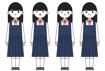 人物イラスト_女子高生表情セット