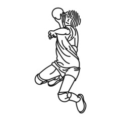 line art of woman posing stylishly playing handball