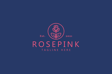 Rose Beautiful Love Symbol Logo. Luxury Illustration Brand Jewelry, Cosmetic, Boutique, Fashion. Trend Business Company Shop Woman.