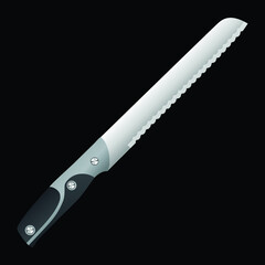 realistic kitchen knife isolated on white, Vector illustration, chef knives, Cutlery icon set, bread Knife