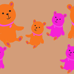 Naklejka premium Horizontal doodle baby toy bears. Hand drawn.