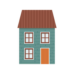 Illustration of hand drawn house on isolated white background.Vector illustration cartoon flat style.