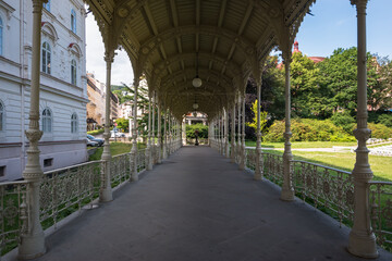 Karlovy Vary, Czech Republic, June 2019 - View of the Park Colonnade