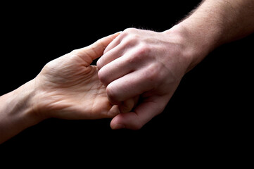 The sense of touch expresses feelings and emotions through the contact with male and female hand