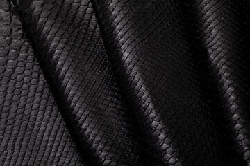 Glossy black folded colored natural python genuine leather	
