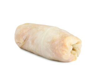 Uncooked stuffed cabbage roll isolated on white