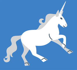 Vector illustration of running unicorn Postcard or logo element