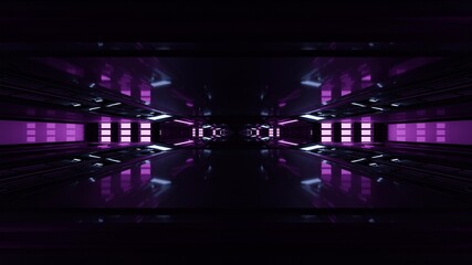 3d illustration of 4K UHD dark tunnel with neon lights