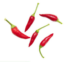 Red chili peppers isolated over white background. Close-up