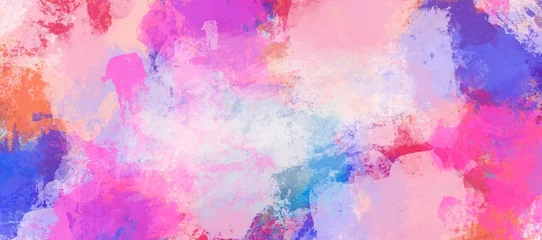 Fotobehang Abstract colorful pastel with gradient multicolor toned textured. Splash acrylic colorful background. banner for wallpaper, Painted Illustration. Orange blue red paint watercolor abstract background © Towhidul
