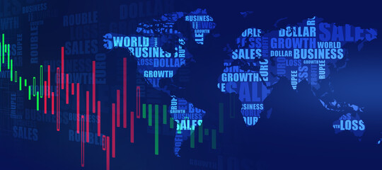 2d rendering Stock market online business concept. business Graph 
