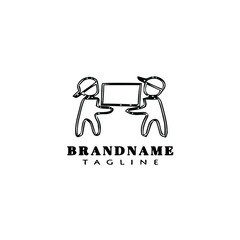 deliveryman logo cartoon icon design template black isolated vector illustration