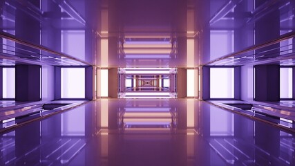 3D illustration of 4K UHD glowing corridor