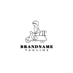 Obraz premium deliveryman logo cartoon icon design template black isolated vector illustration