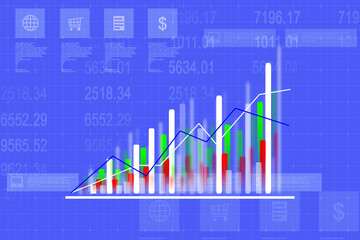 2d rendering Stock market online business concept. business Graph 
