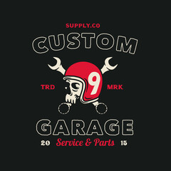 Vintage Garage Motorcycle Club Logo Badge Illustration Vector