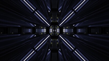 3D illustration of 4K UHD tunnel in darkness